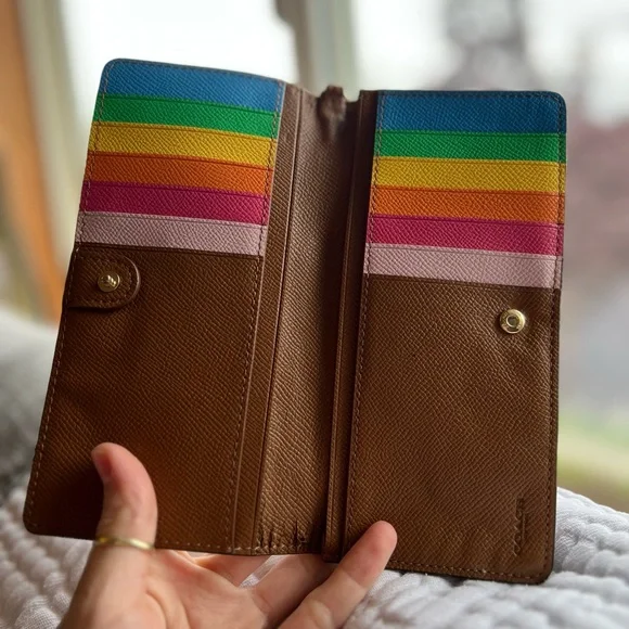 Coach Brown Rainbow Wristlet Wallet - Picture 2 of 7